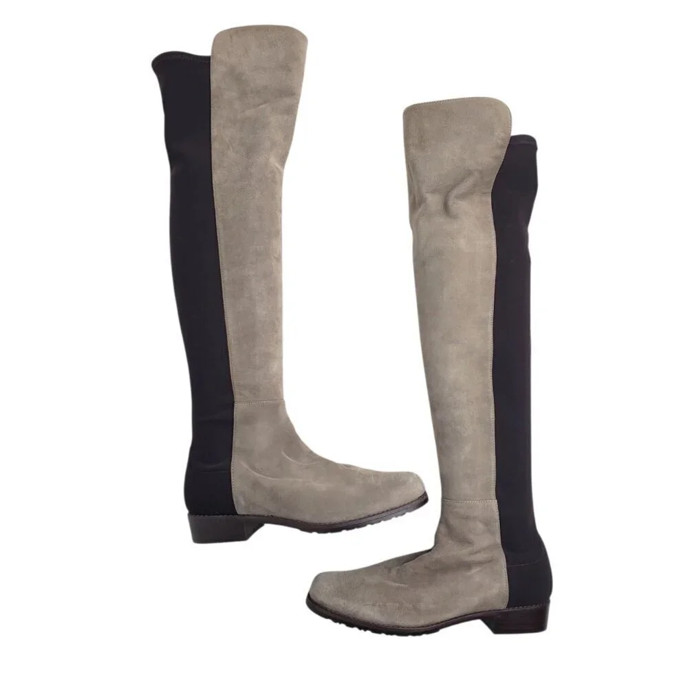 Stuart Weitzman Russell Bromley 5050 Over the Knee Boots Beige Brown Womens 6.5